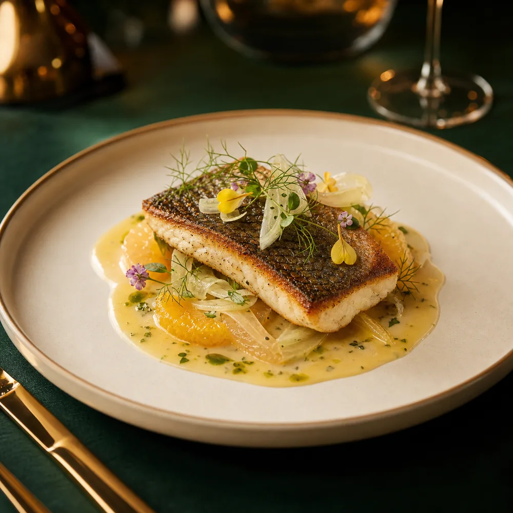 Pan-seared sea bass